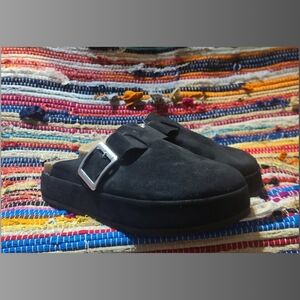 Torrid Suede Black Mules with Silver Accent